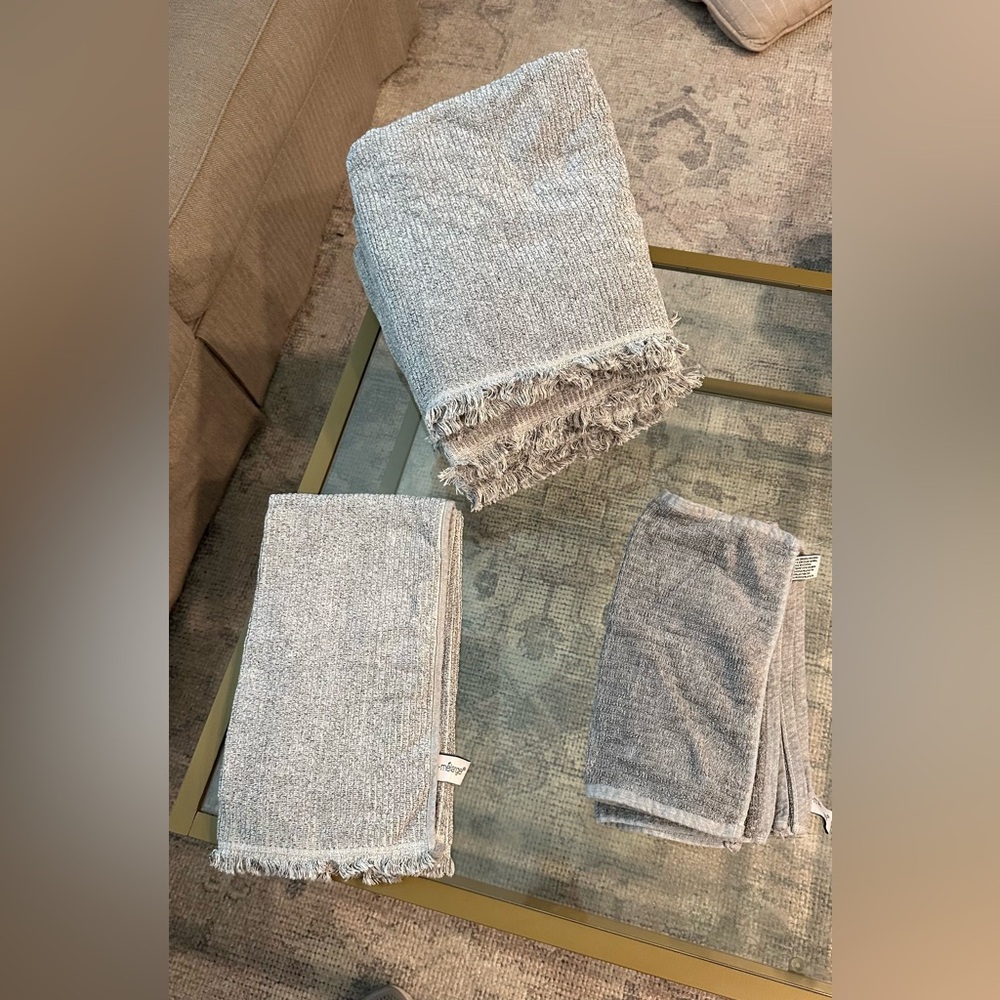 Eco-melange grey bath towel (4), hand towel (2), wash cloth (5) set